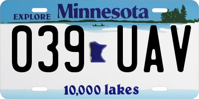 MN license plate 039UAV