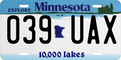 MN license plate 039UAX