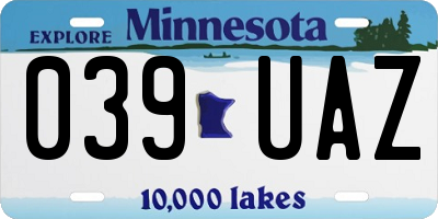MN license plate 039UAZ