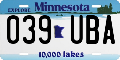 MN license plate 039UBA