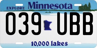 MN license plate 039UBB