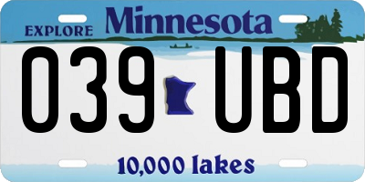 MN license plate 039UBD