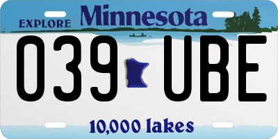 MN license plate 039UBE