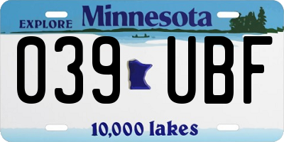 MN license plate 039UBF