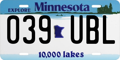 MN license plate 039UBL