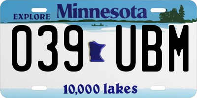 MN license plate 039UBM