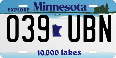 MN license plate 039UBN