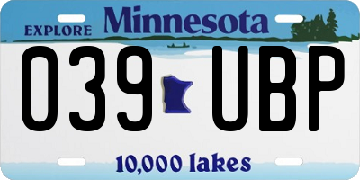 MN license plate 039UBP