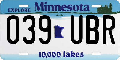 MN license plate 039UBR