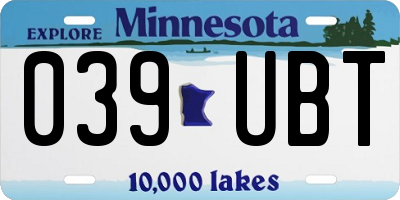 MN license plate 039UBT