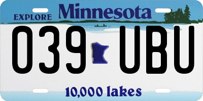 MN license plate 039UBU