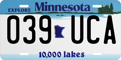 MN license plate 039UCA