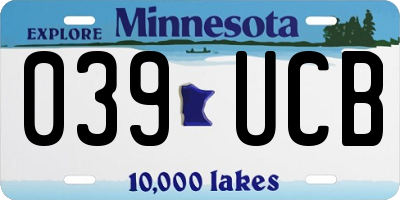 MN license plate 039UCB
