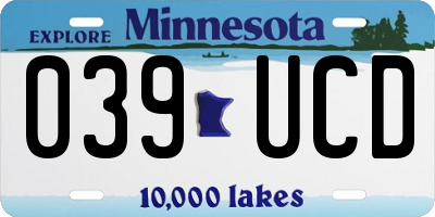 MN license plate 039UCD