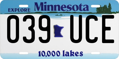 MN license plate 039UCE
