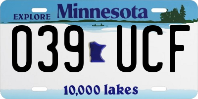 MN license plate 039UCF
