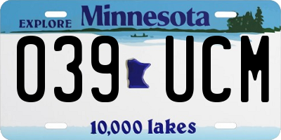 MN license plate 039UCM