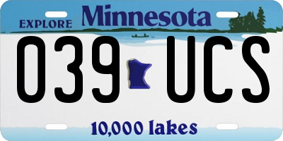 MN license plate 039UCS