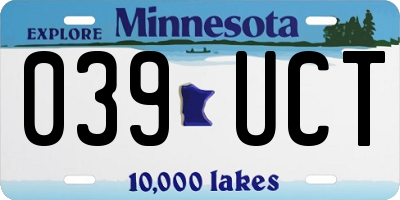 MN license plate 039UCT
