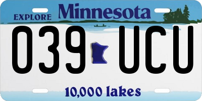 MN license plate 039UCU