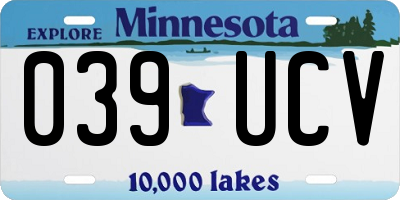 MN license plate 039UCV