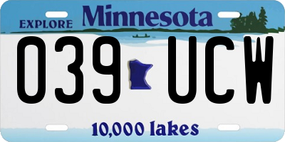 MN license plate 039UCW