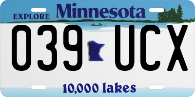 MN license plate 039UCX