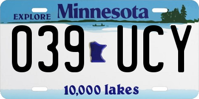 MN license plate 039UCY