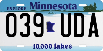 MN license plate 039UDA