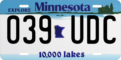 MN license plate 039UDC