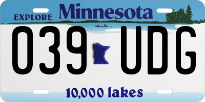 MN license plate 039UDG