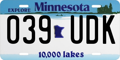 MN license plate 039UDK