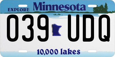 MN license plate 039UDQ
