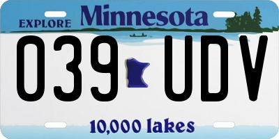 MN license plate 039UDV