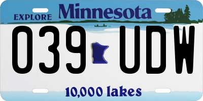 MN license plate 039UDW