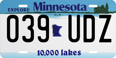 MN license plate 039UDZ