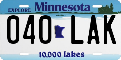 MN license plate 040LAK