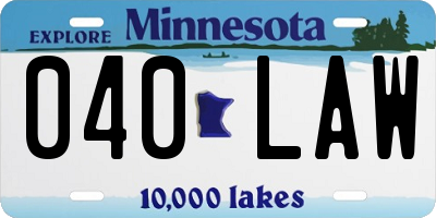MN license plate 040LAW
