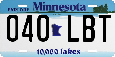 MN license plate 040LBT