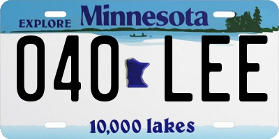 MN license plate 040LEE