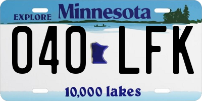 MN license plate 040LFK