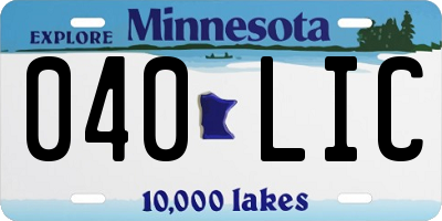 MN license plate 040LIC