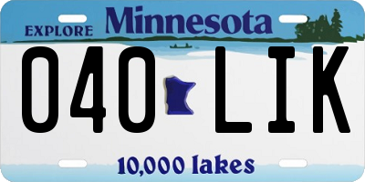 MN license plate 040LIK