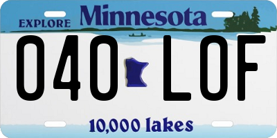 MN license plate 040LOF