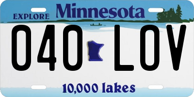 MN license plate 040LOV