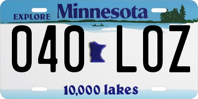 MN license plate 040LOZ