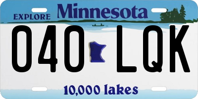 MN license plate 040LQK
