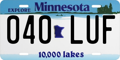 MN license plate 040LUF