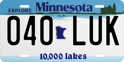 MN license plate 040LUK