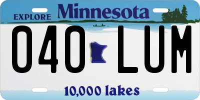 MN license plate 040LUM